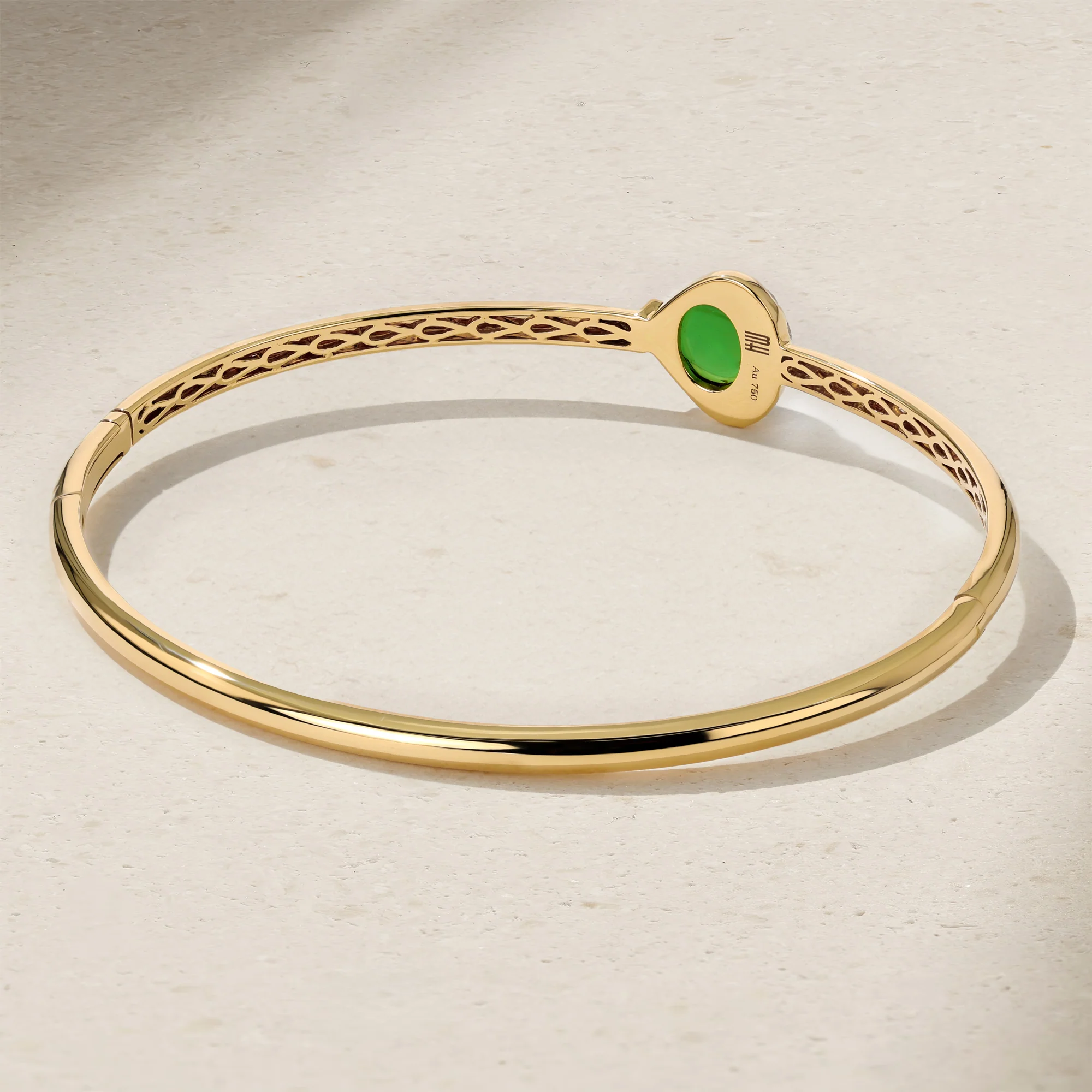 Single Gumdrop Green Tourmaline Bangle - Image 3