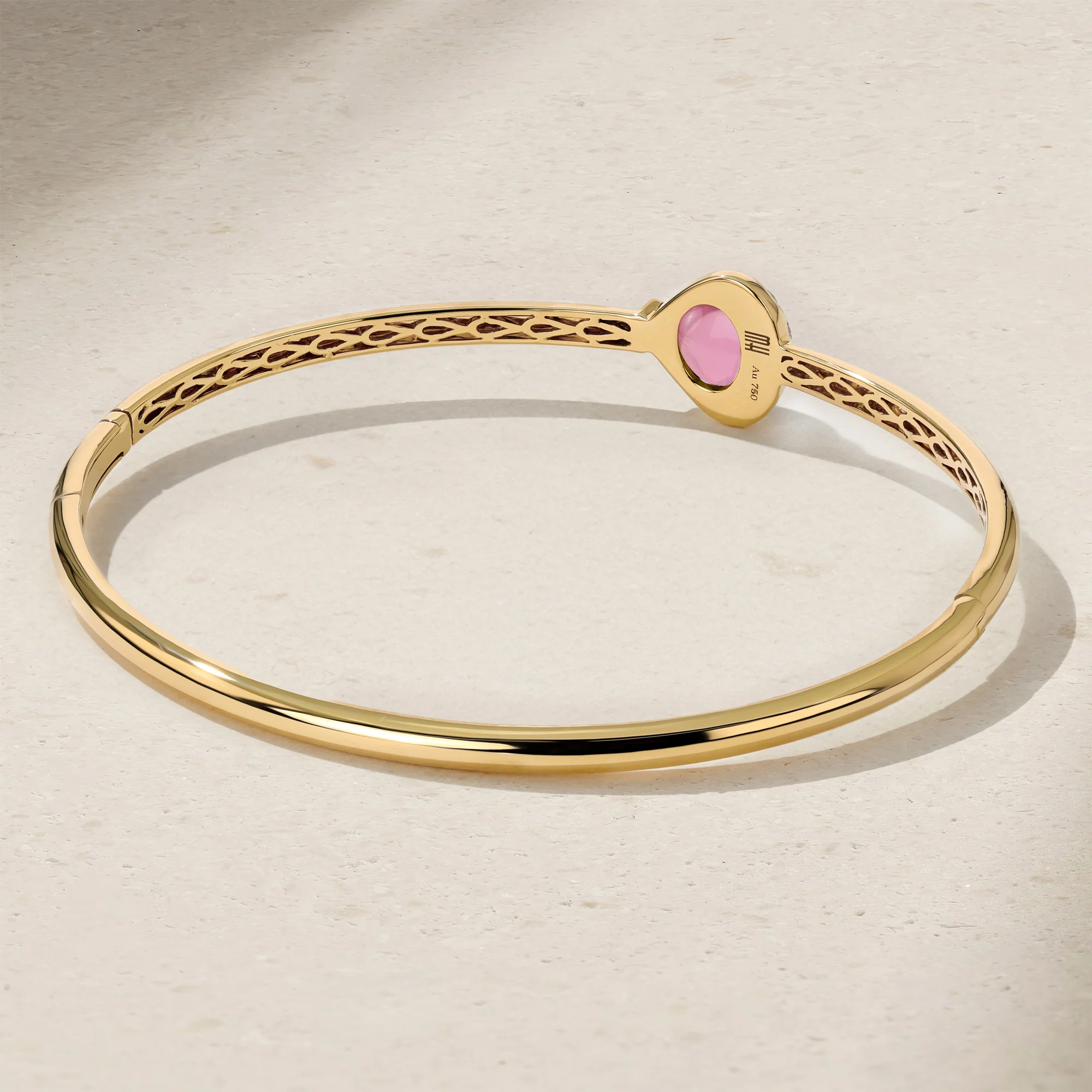 Single Gumdrop Pink Tourmaline Bangle - Image 3