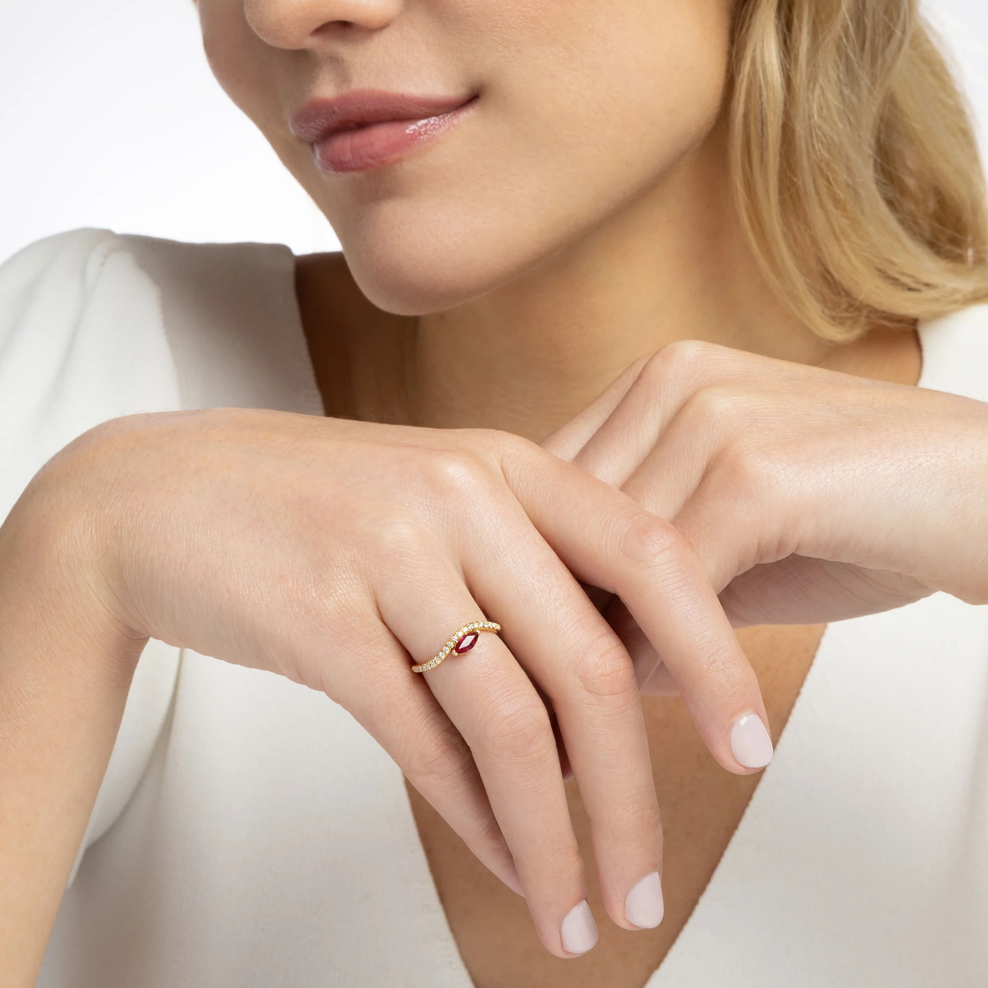 Single Wave Ruby and Diamond Ring - Image 2