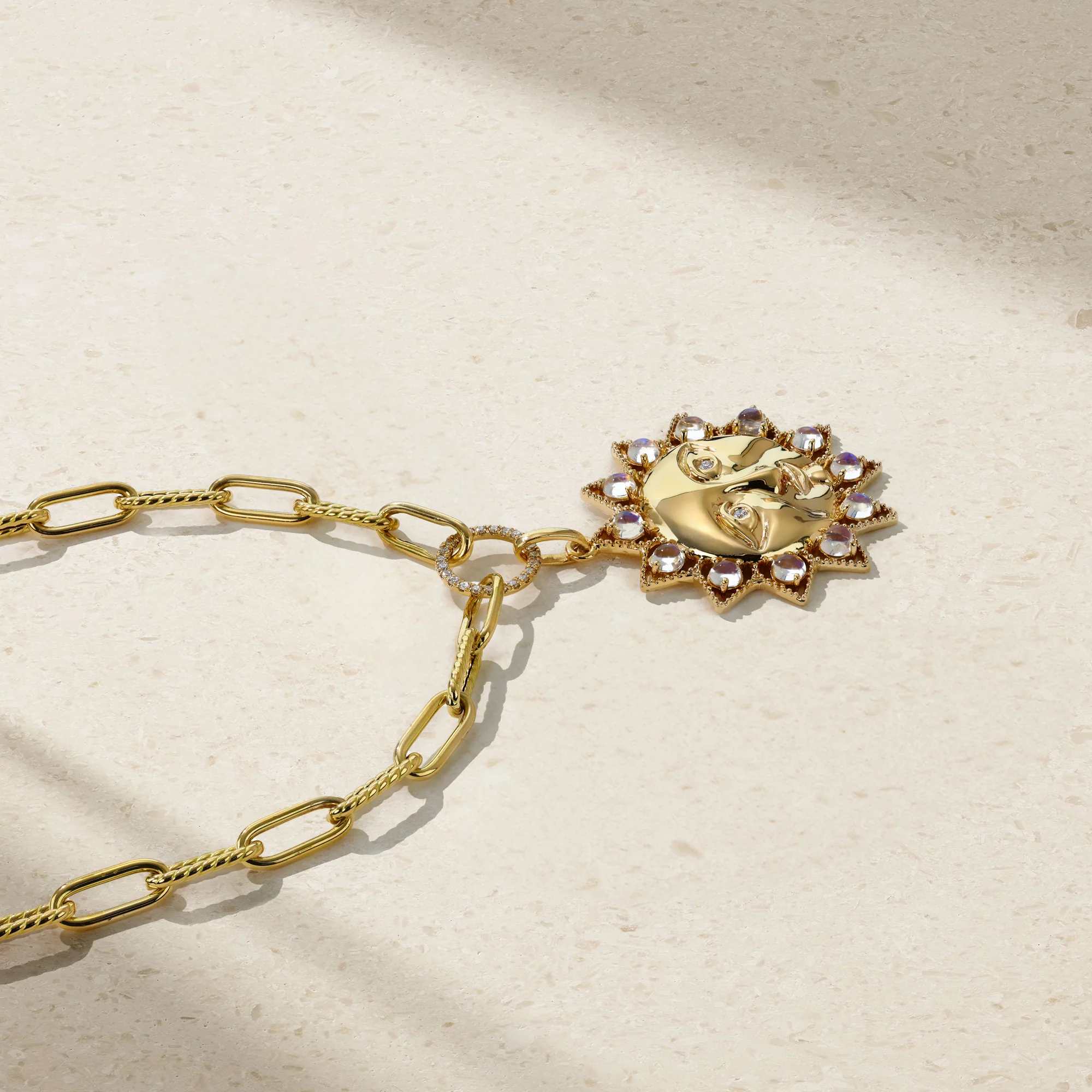 Smiling Soleil Moonstone and Diamond Pendant - Image 3