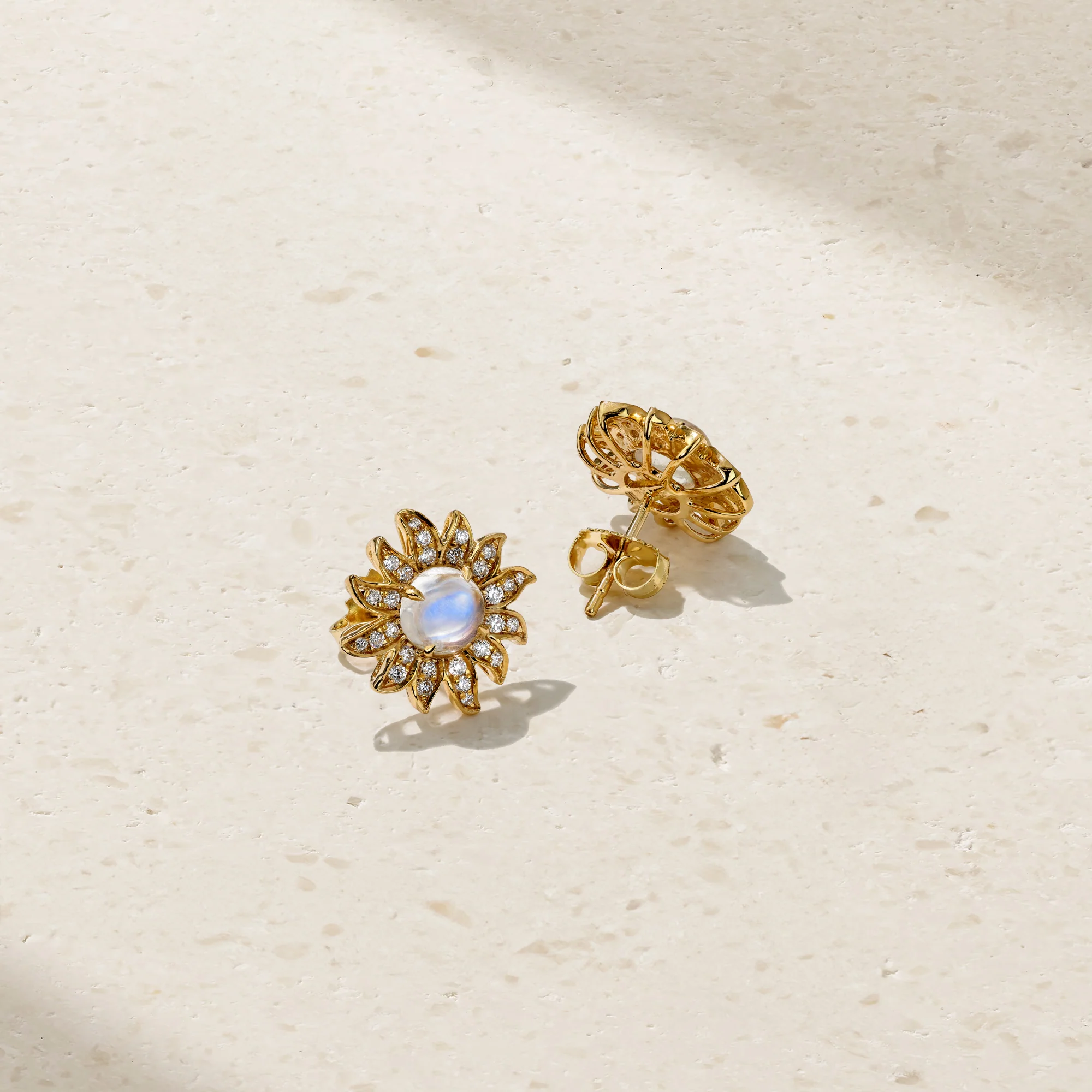 Solstice Moonstone and Diamond Stud Earrings - Image 3