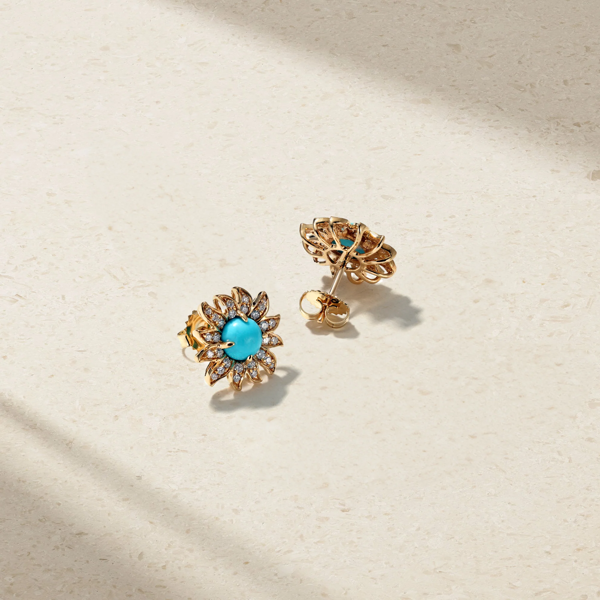 Solstice Turquoise and Diamond Stud Earrings - Image 3