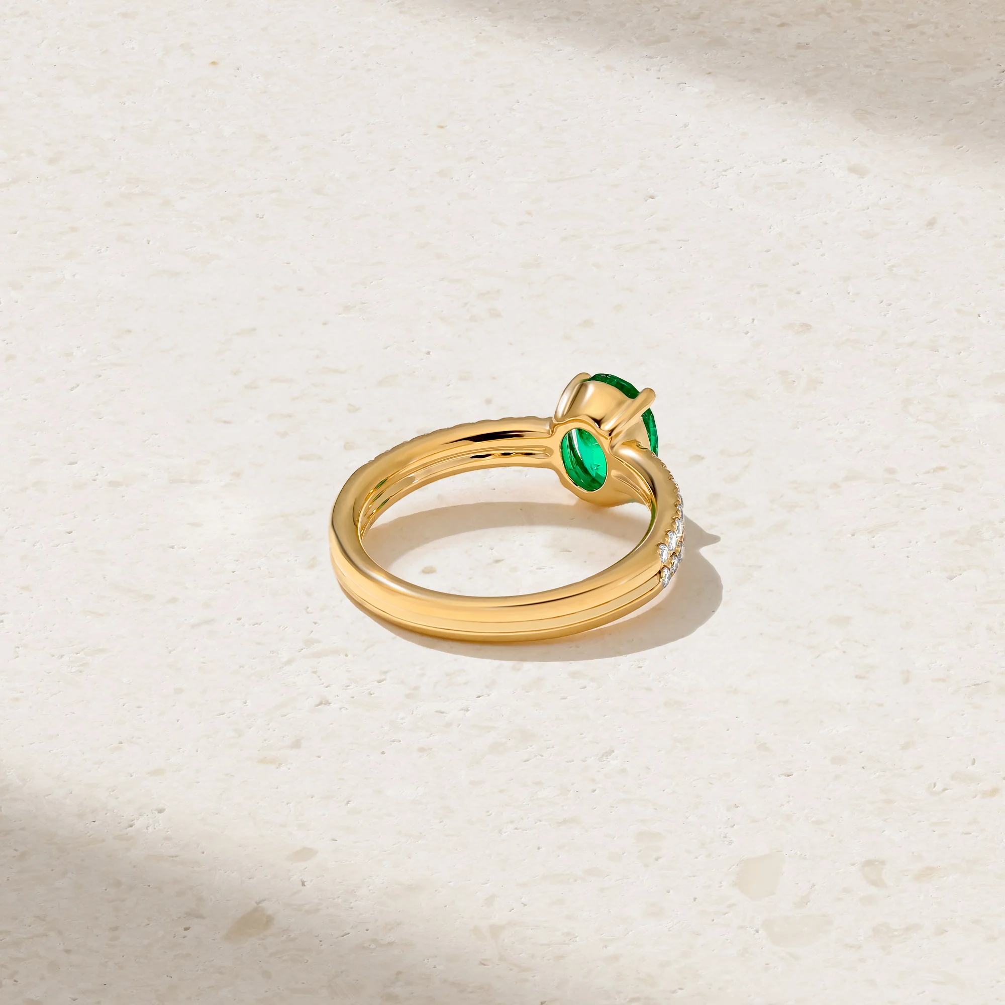 Stacked Band Emerald and Diamond Ring - Image 4