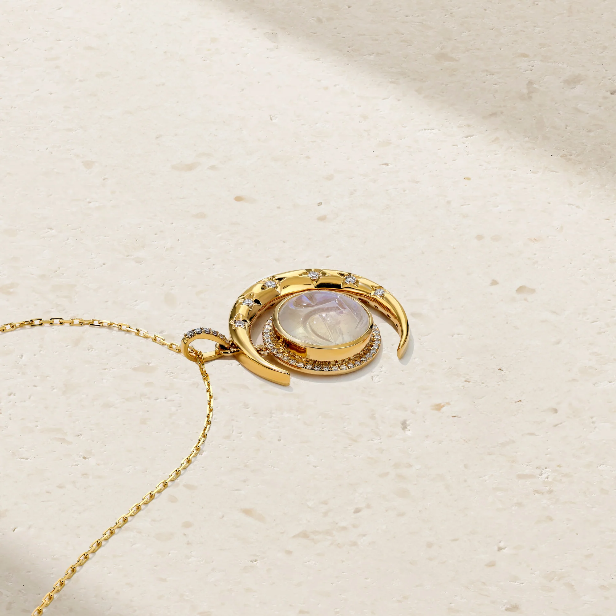 Sweet Dream Moonstone and Diamond Pendant - Image 3
