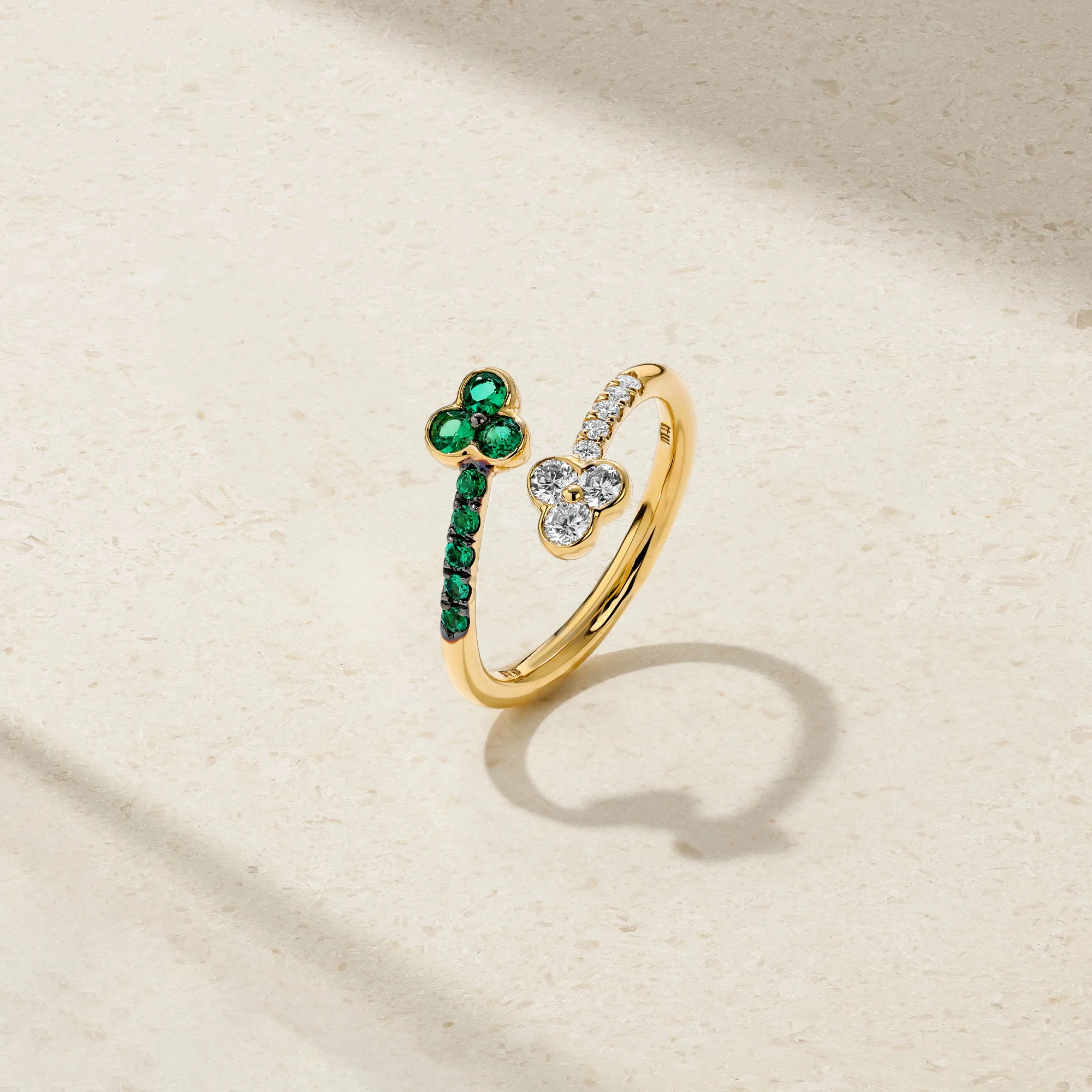 Trinity Emerald and Diamond Bypass Ring - Image 2