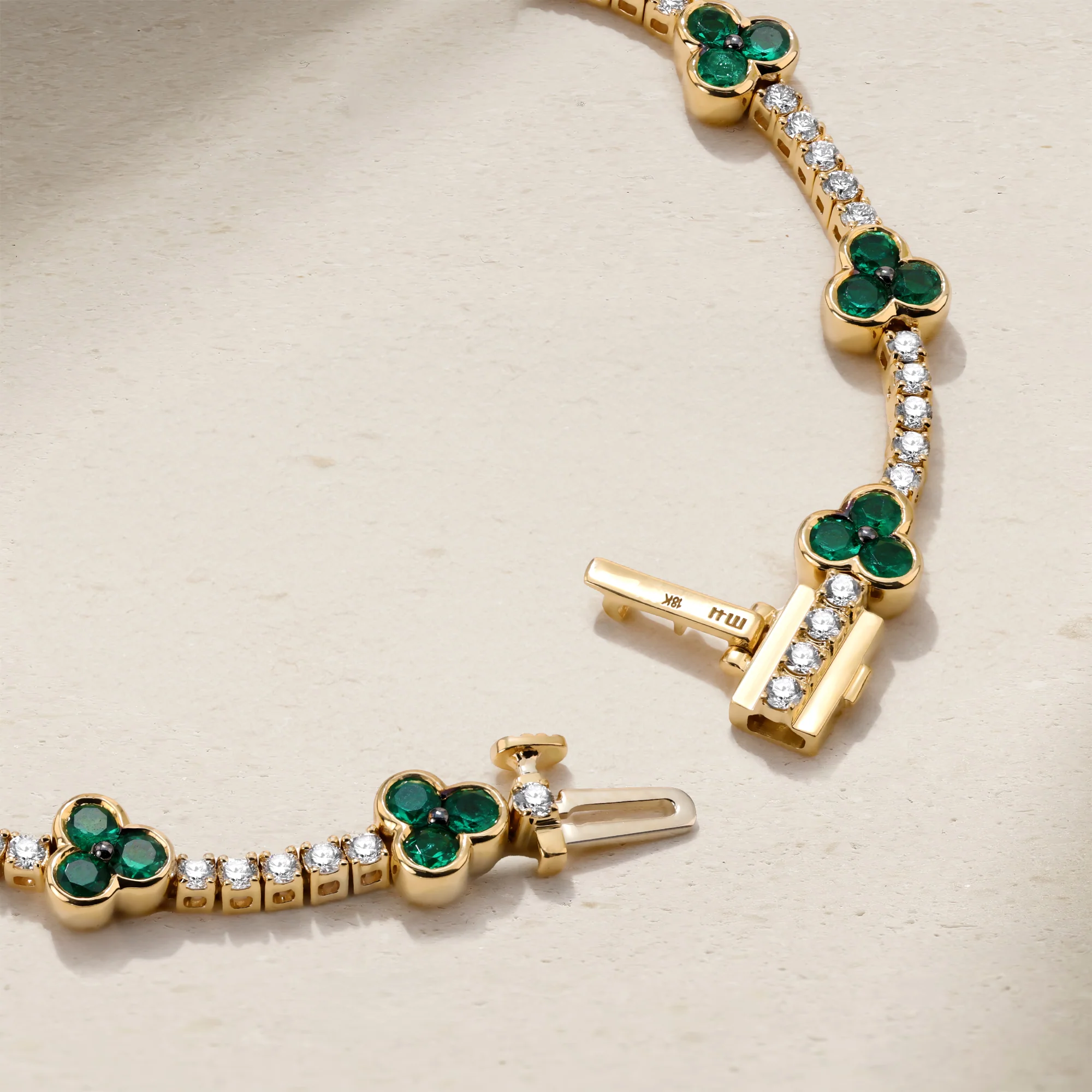 Trinity Emerald and Diamond Tennis Bracelet - Image 4