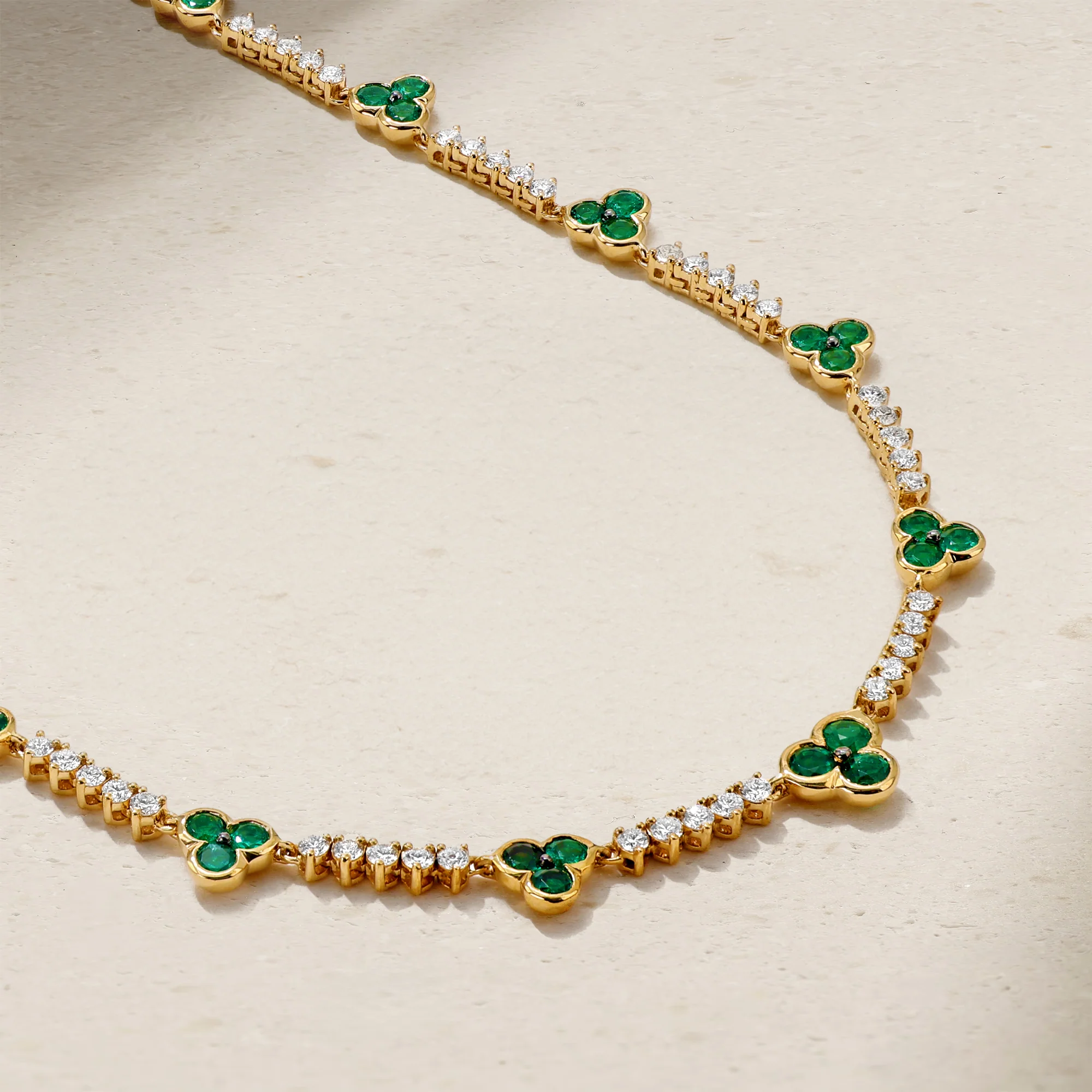 Trinity Emerald and Diamond Tennis Necklace - Image 3