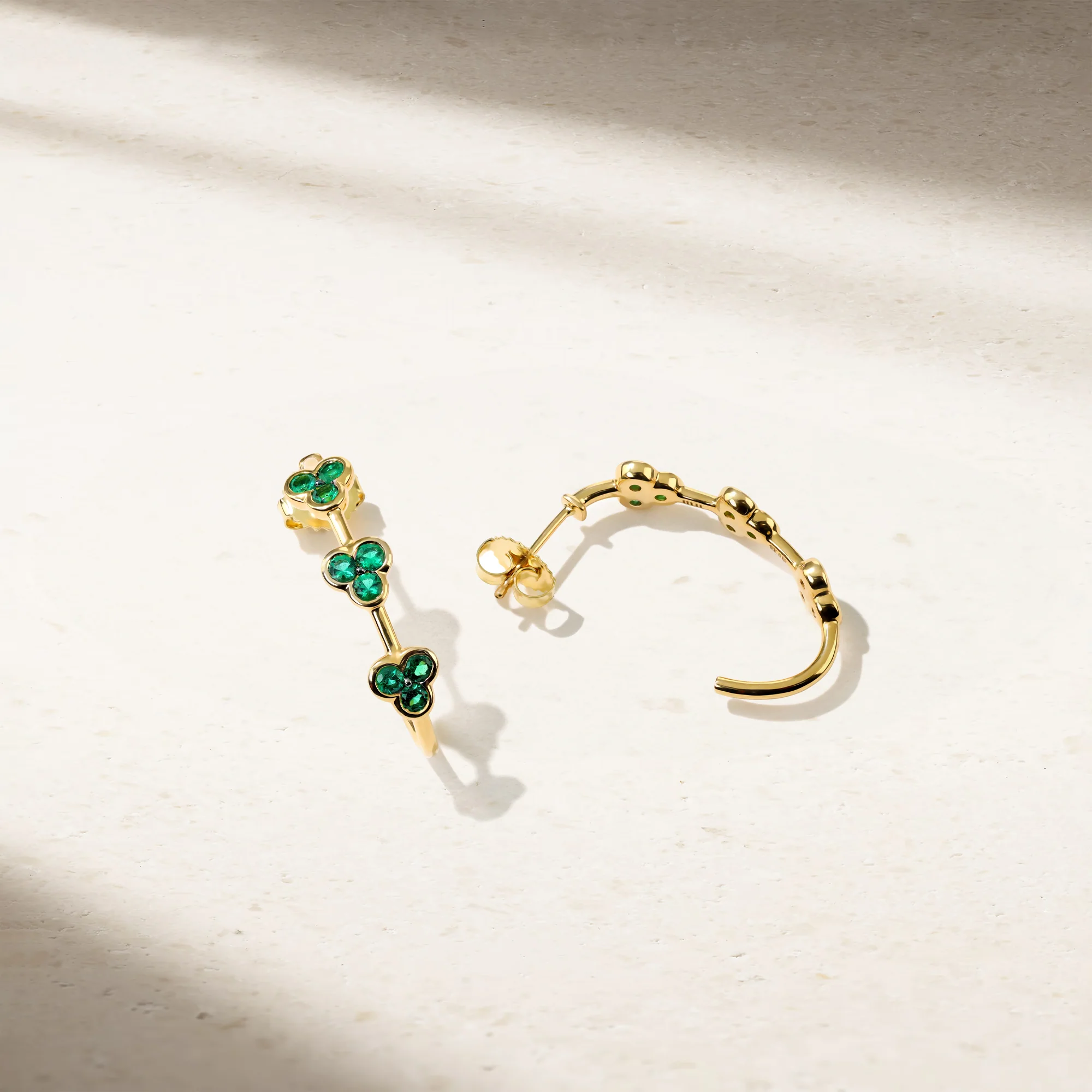 Trinity Emerald Hoop Earrings - Image 3