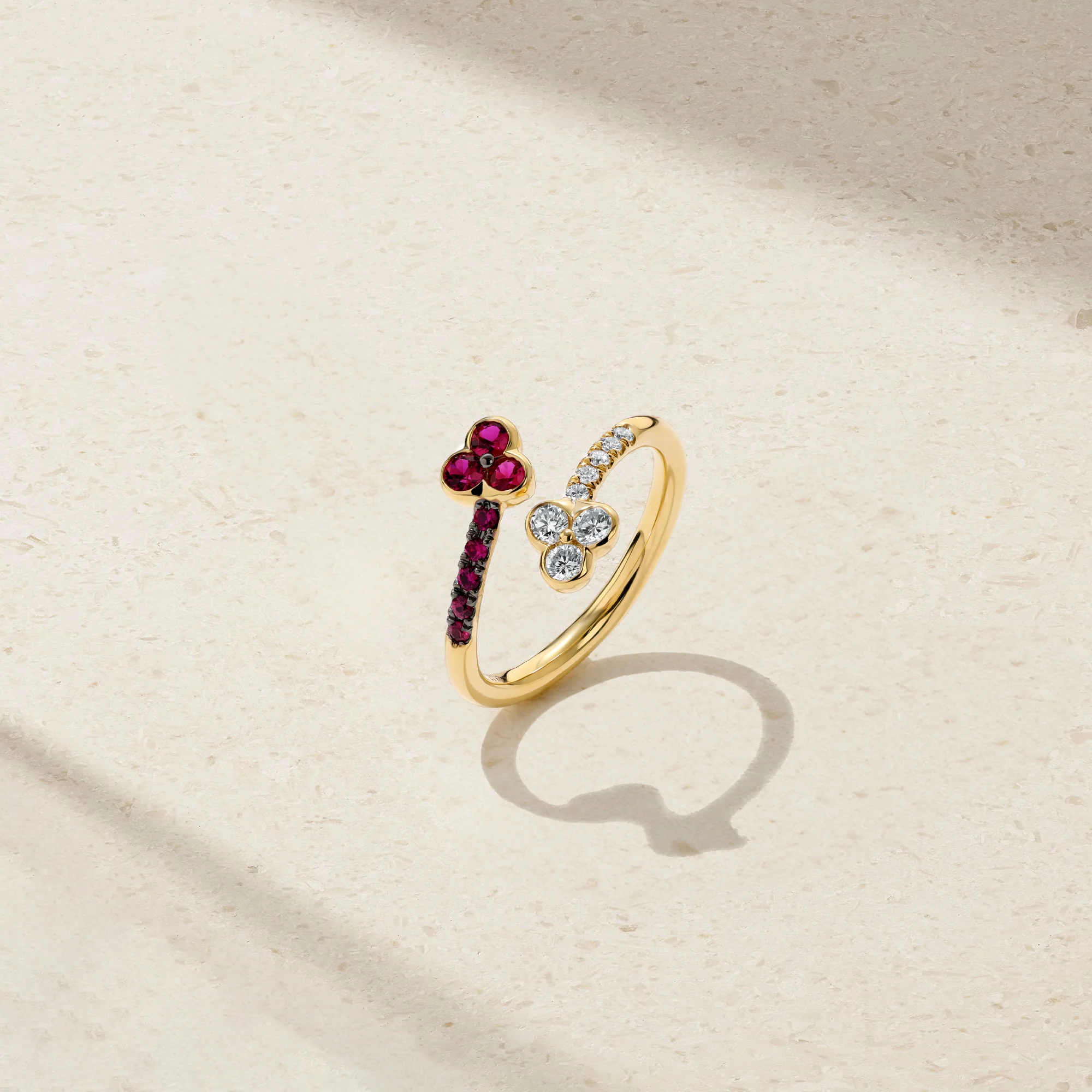 Trinity Ruby and Diamond Bypass Ring - Image 3