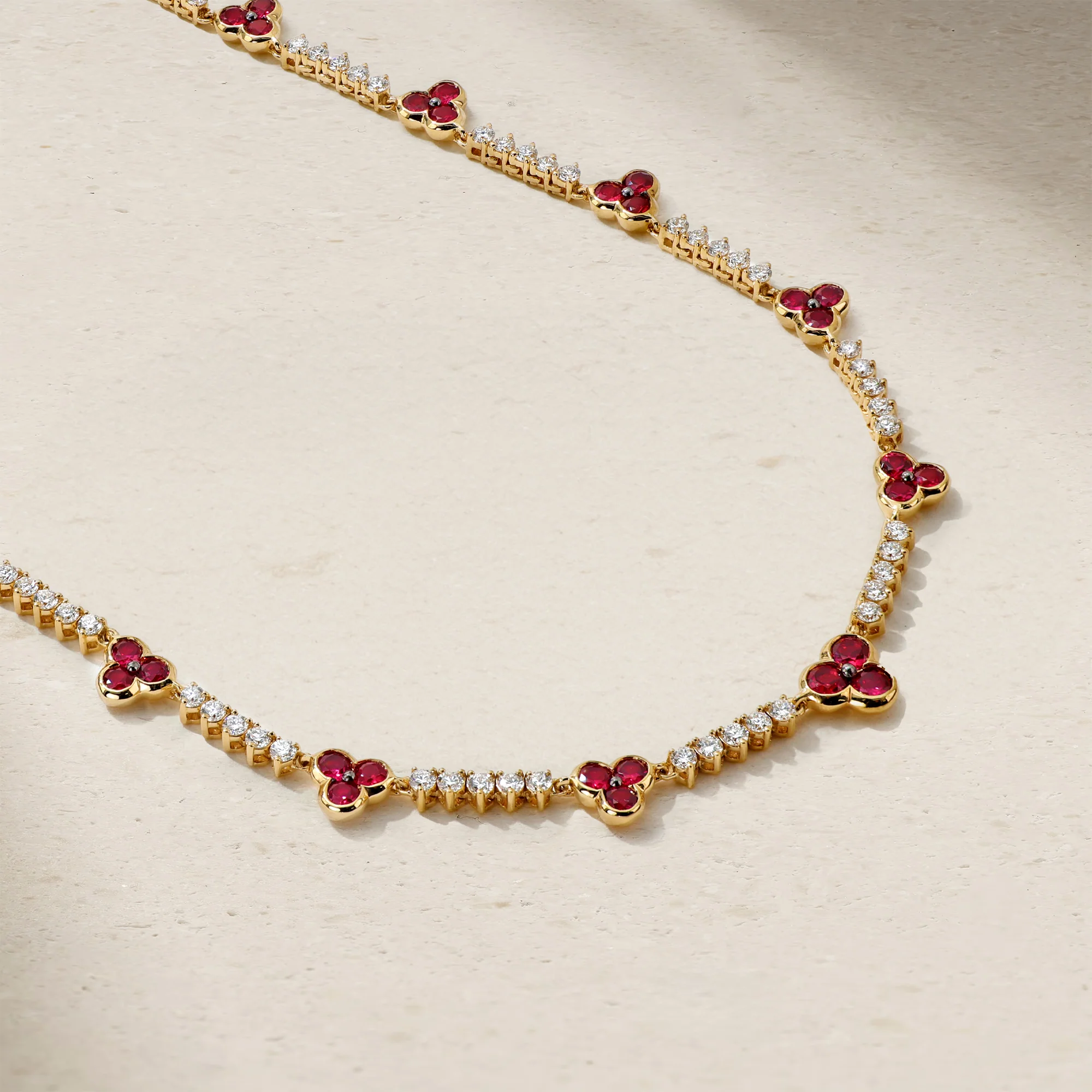 Trinity Ruby and Diamond Tennis Necklace - Image 2