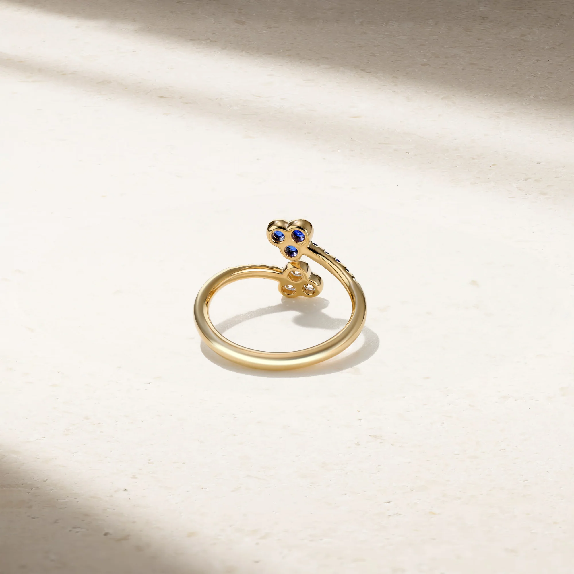 Trinity Sapphire and Diamond Bypass Ring - Image 3