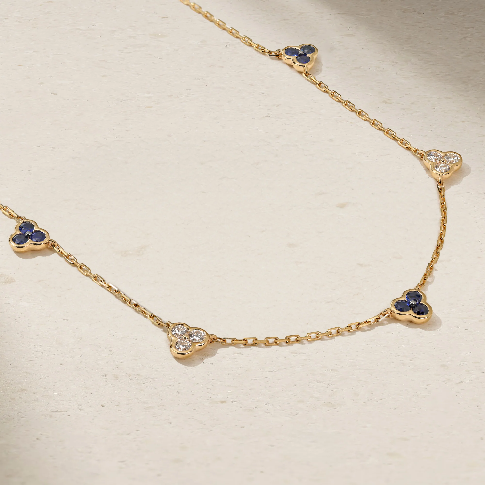 Trinity Sapphire and Diamond Station Necklace - Image 3