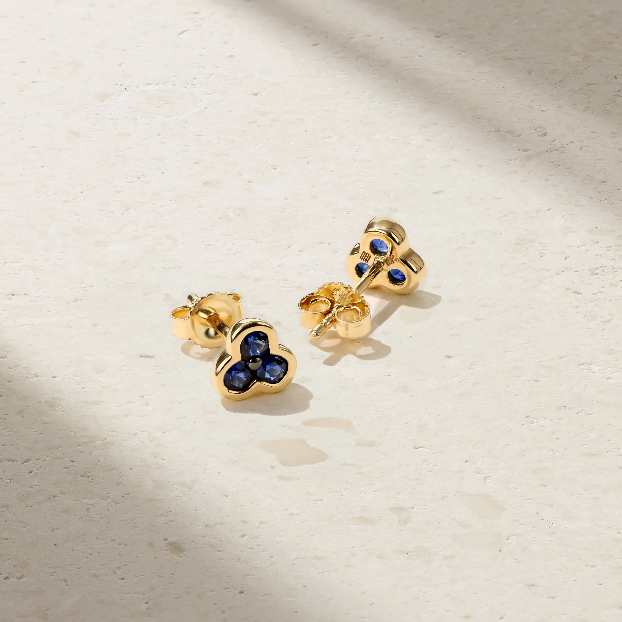 Trinity Sapphire Stud Earrings - Image 3