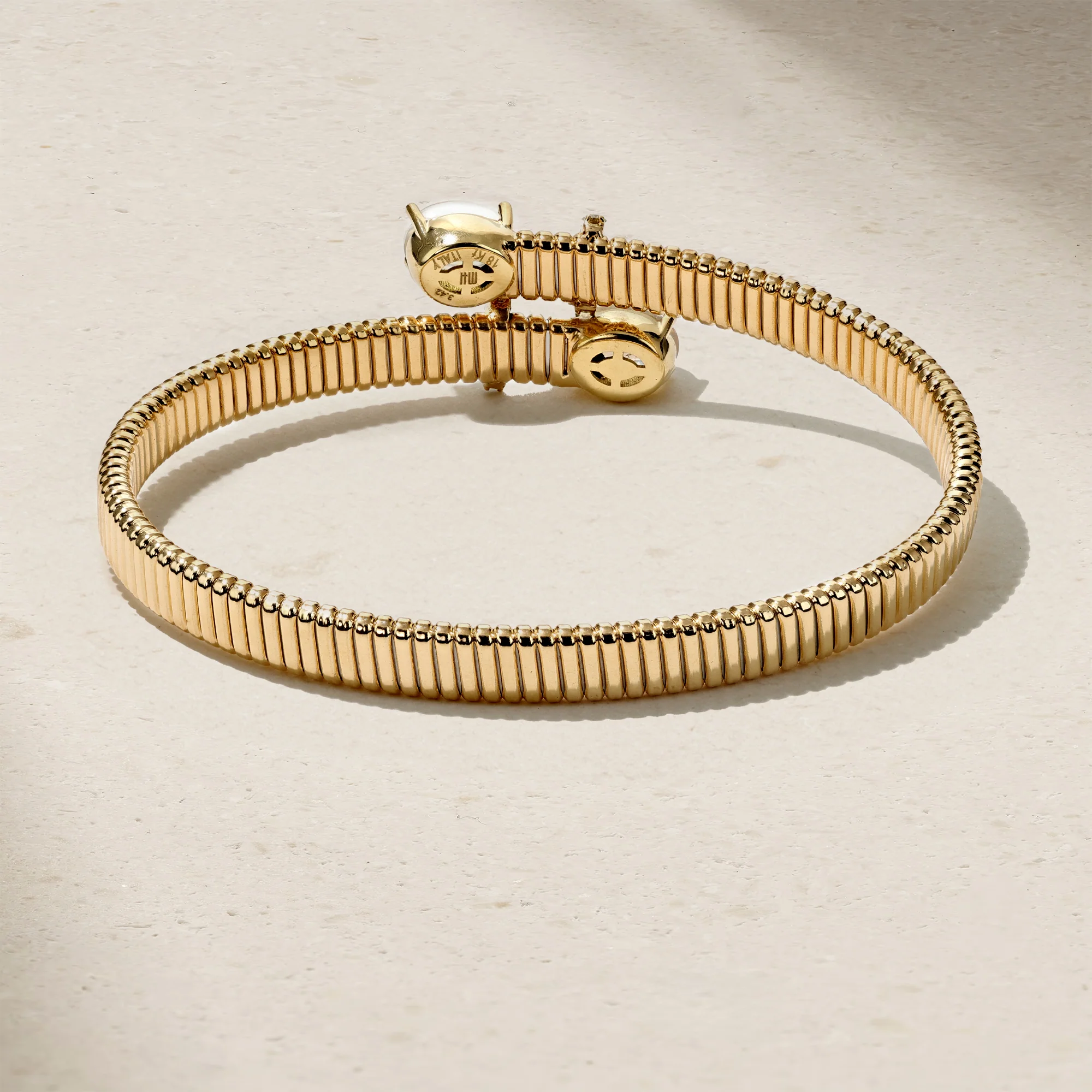 Tubogas Moonstone and Diamond Bypass Bracelet - Image 3