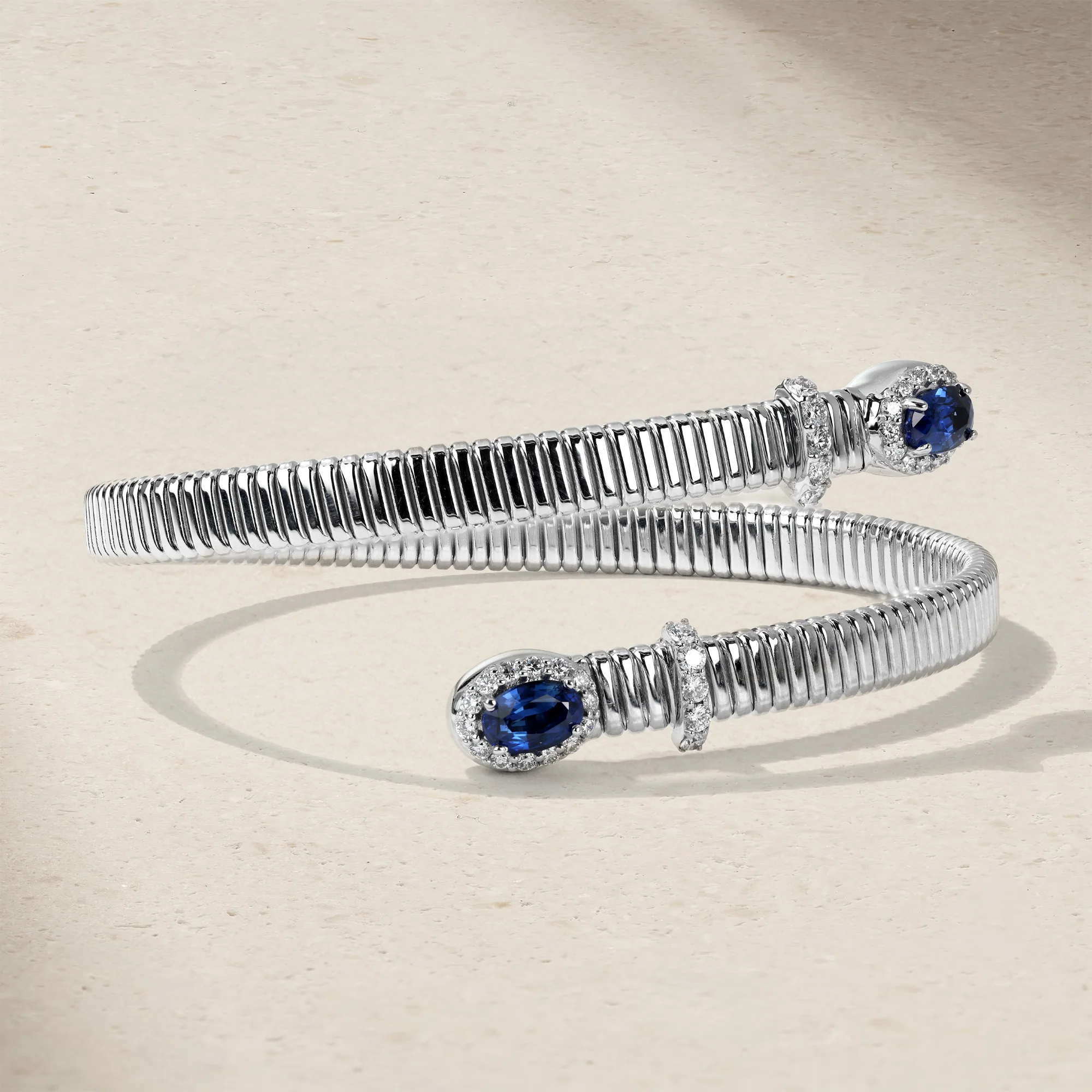 Tubogas Sapphire and Diamond Bypass Bracelet - Image 3