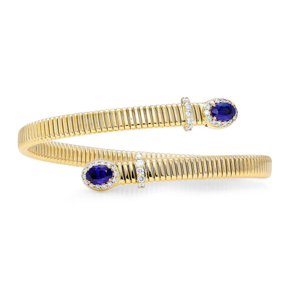 Tubogas Sapphire and Diamond Bypass Bracelet - Image 5