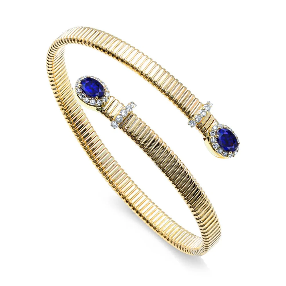 Tubogas Sapphire and Diamond Bypass Bracelet - Image 6